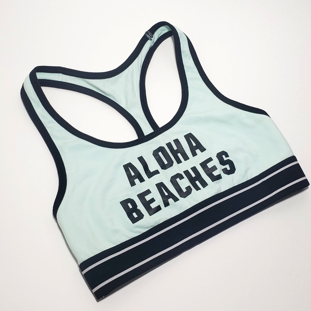Victoria's Secret PINK Nation Aqua Blue Cotton Blend Aloha Beaches Bralette XS